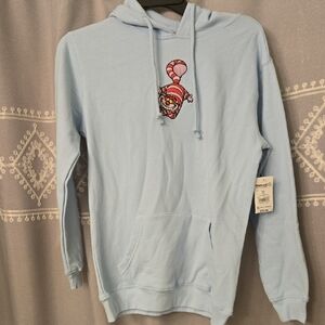 Light Blue Hoodie with Cartoon Design